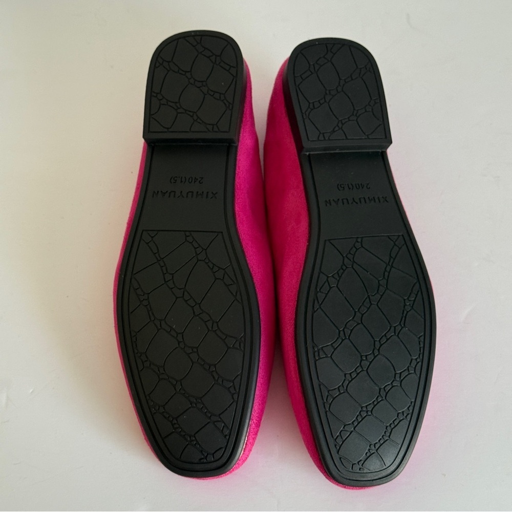 Ximuyuan Women's Pink Square Toe Faux Suede Women's Ballet Flats Size 7 - Picture 8 of 8